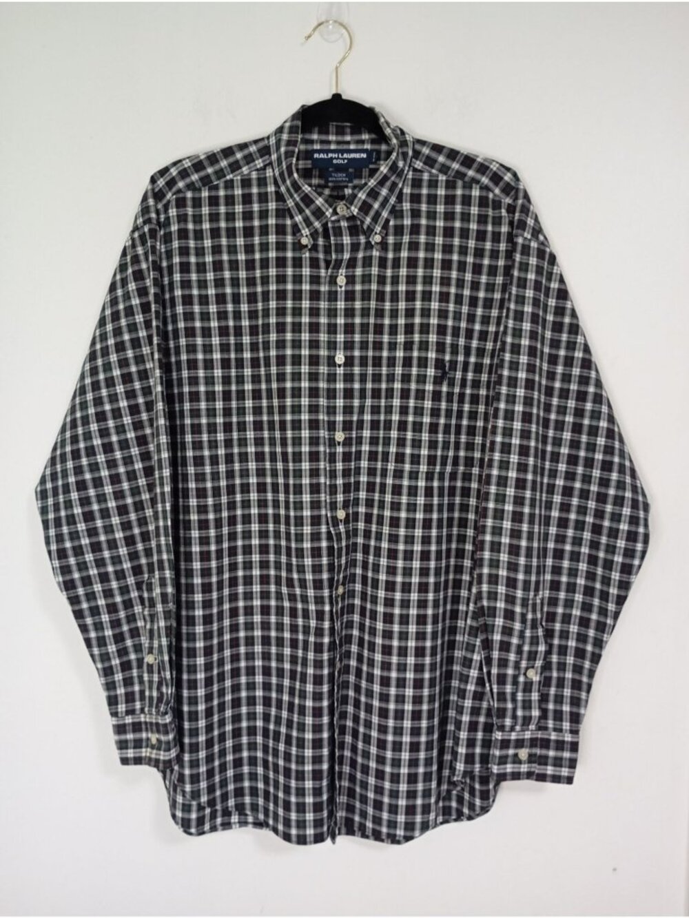 Ralph Lauren Golf Tilden Mens Button-Up Plaid Shirt L 100% Cotton